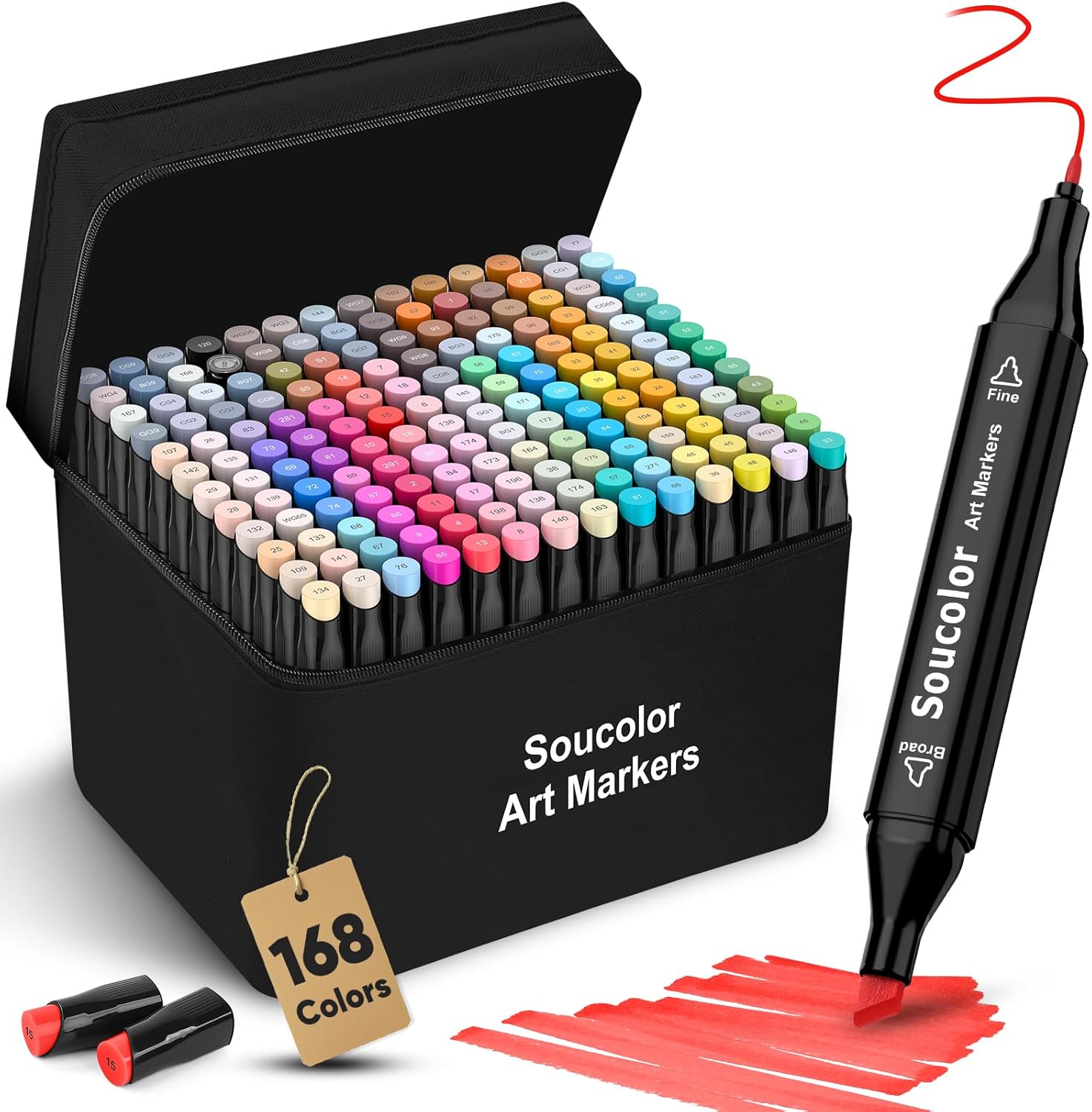 Soucolor 168 Colors Dual Tip Art Markers