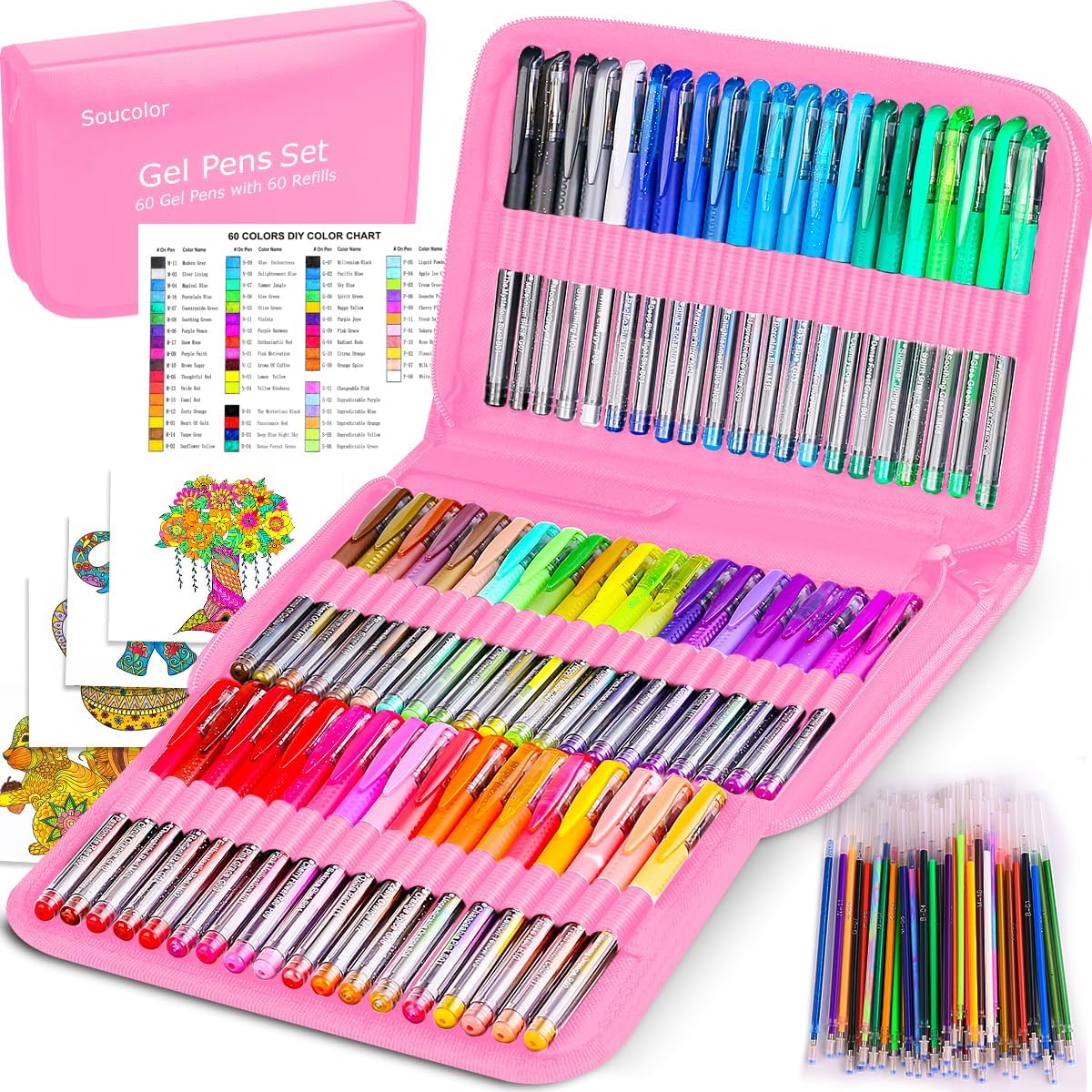 Soucolor 120 Pack Aesthetic Pastel Gel Pens, Japanese Stationery Cute Art Supplies